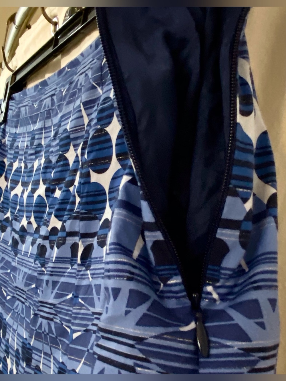 Coldwater Creek Blue & Grey 100% Cotton Skirt. Size XL. Scallop Edge. Lined EUC - Picture 7 of 9